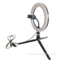 Lampe à anneau de maquillage pour selfie de bureau à DEL USB de 8 po